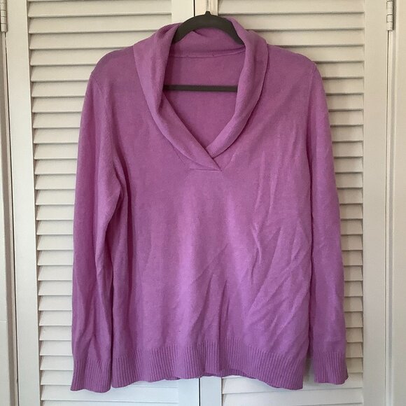 Women's cashmere sweater large shawl collar purple Edinburgh Woollen Mill EWM - Picture 1 of 5